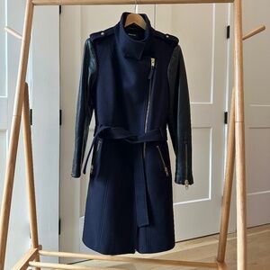 Mackage Dale belted Navy wool trench